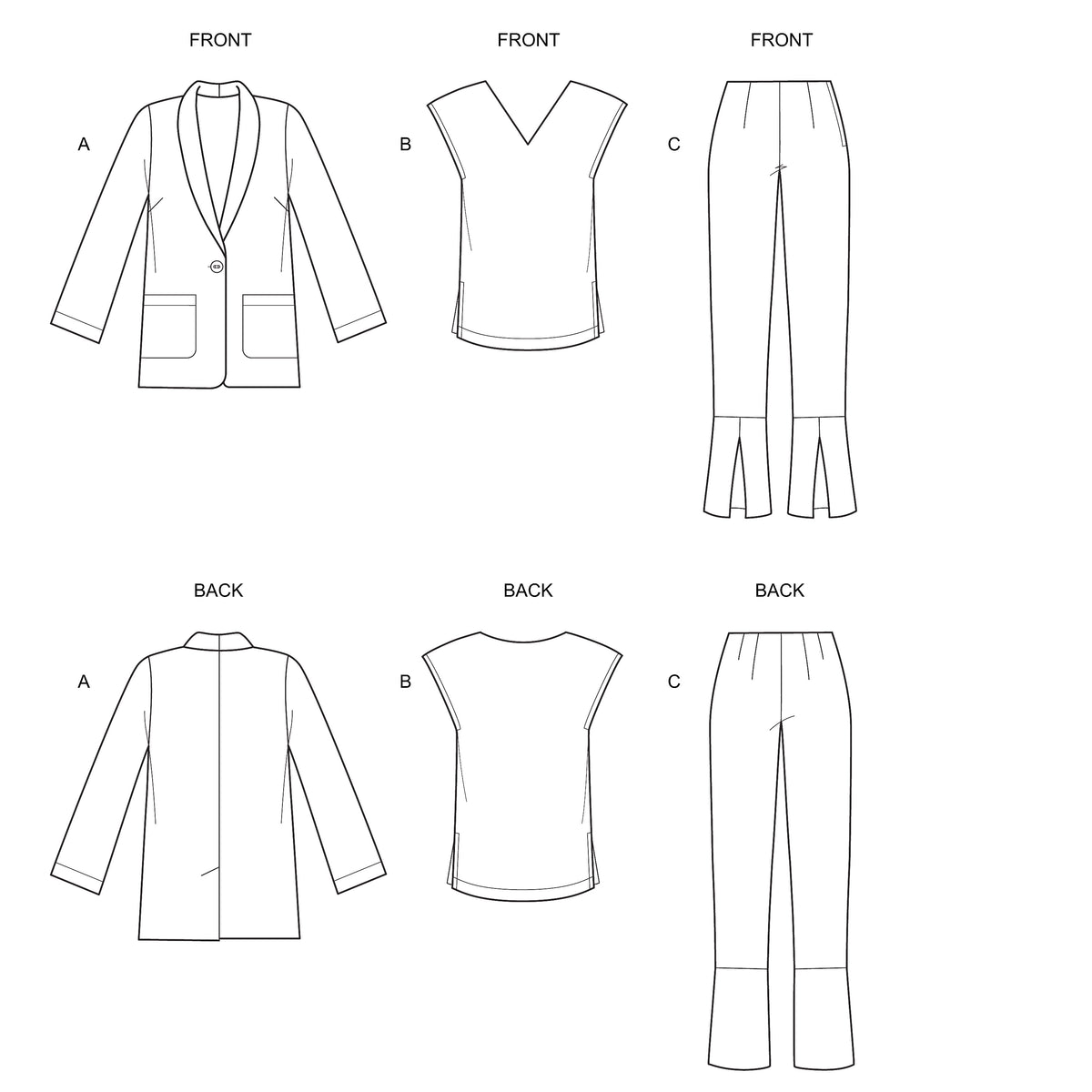 6645 New Look Sewing Pattern N6645 Misses' Jacket, Top and Pants
