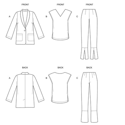6645 New Look Sewing Pattern N6645 Misses' Jacket, Top and Pants