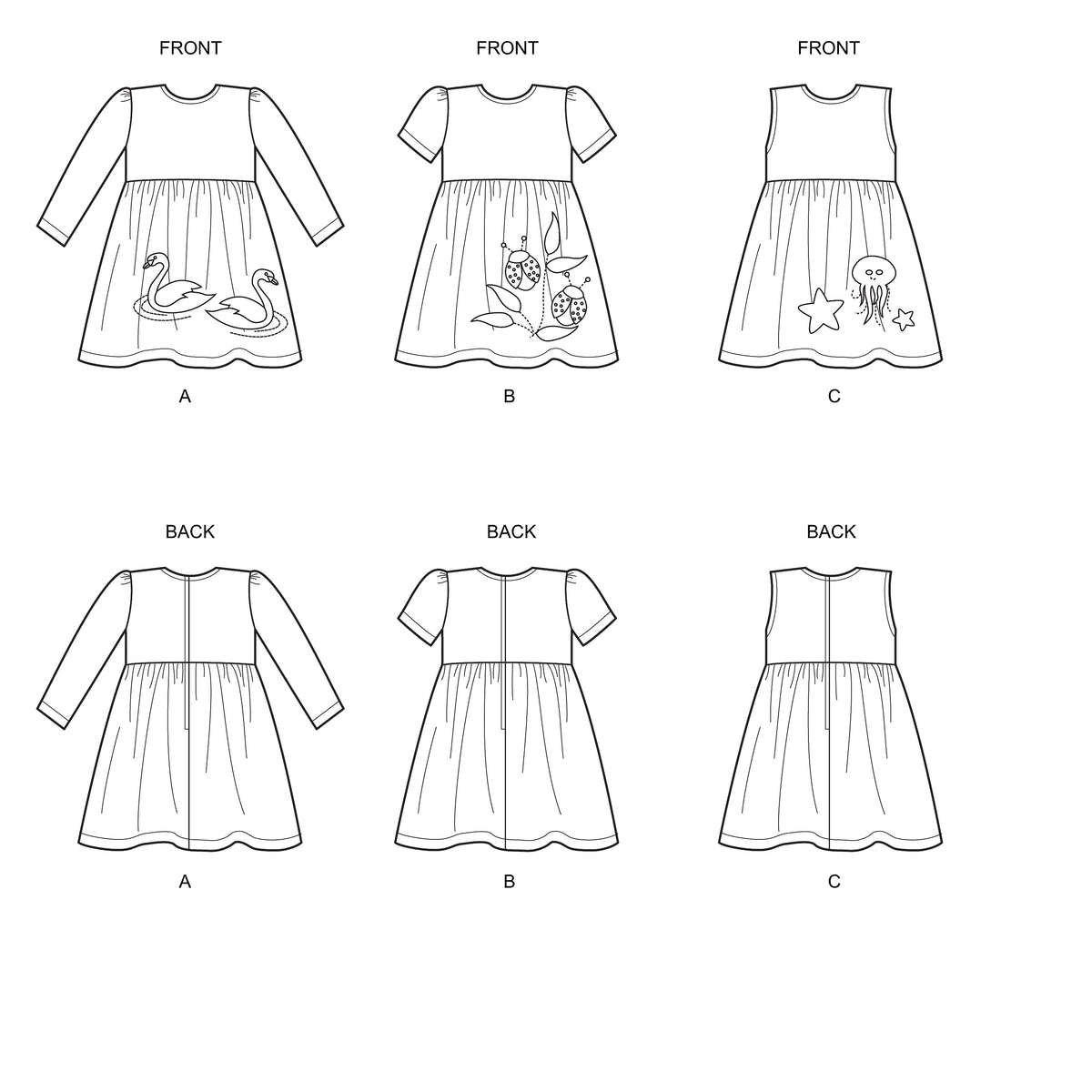 6647 New Look Sewing Pattern N6647 Toddlers' Dresses with Appliques
