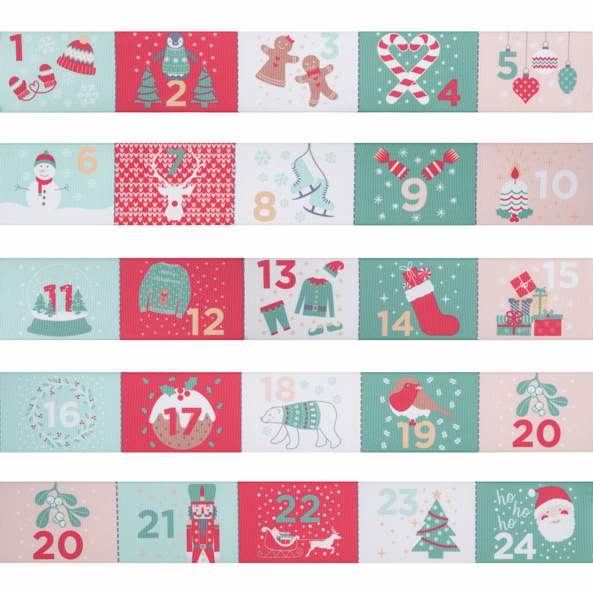 Christmas Advent Calendar Label Ribbon 87cm x 5cm