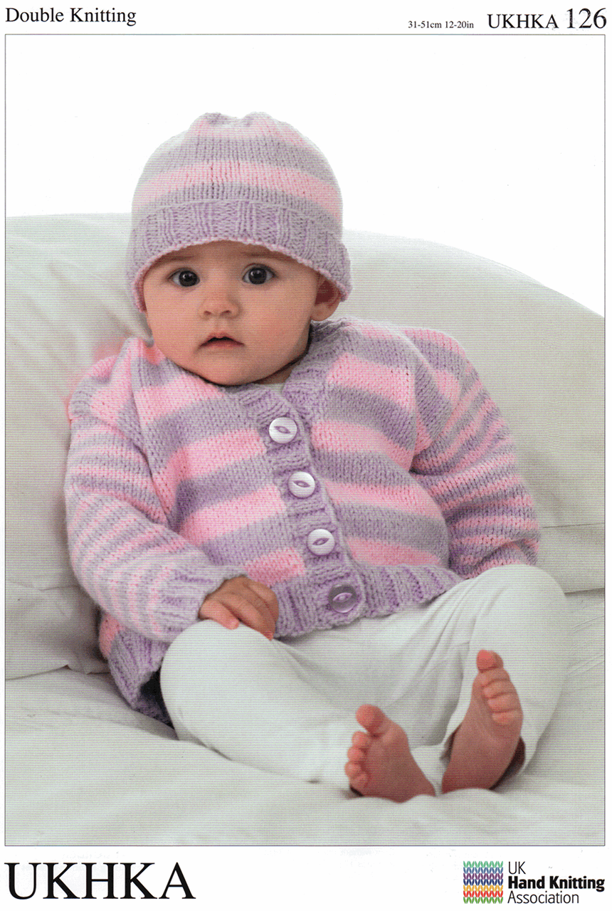 Double Knitting Pattern:  Baby Cardigan & Hat