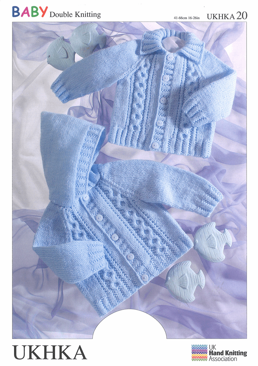Double Knitting Pattern:  Baby Jackets and Hat
