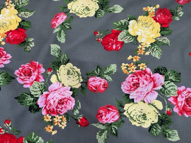 All Roses - Bubble Printed Crepe - Cheap Fabrics