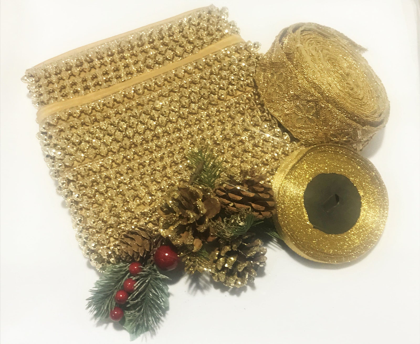 Bobble Beaded Gold Trim - 20mm
