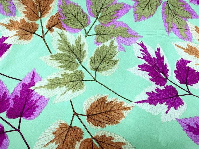 Autumn Leaves - Clearance Printed Crepe - Cheap Fabrics