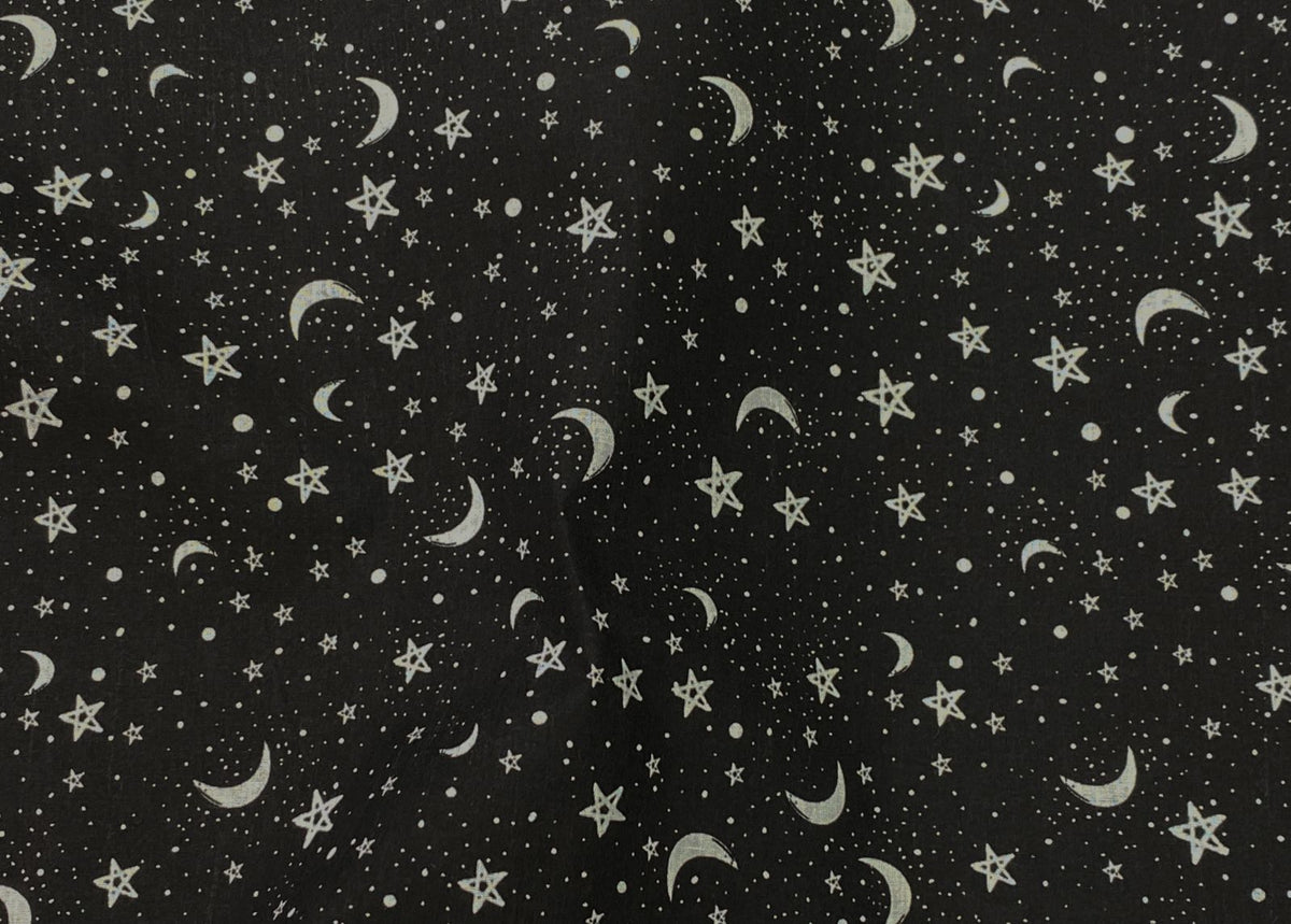 Bedtime Moon &amp; Stars - Poly/Cotton Print