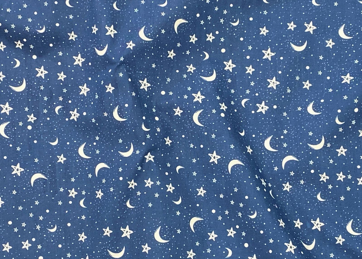 Bedtime Moon &amp; Stars - Poly/Cotton Print