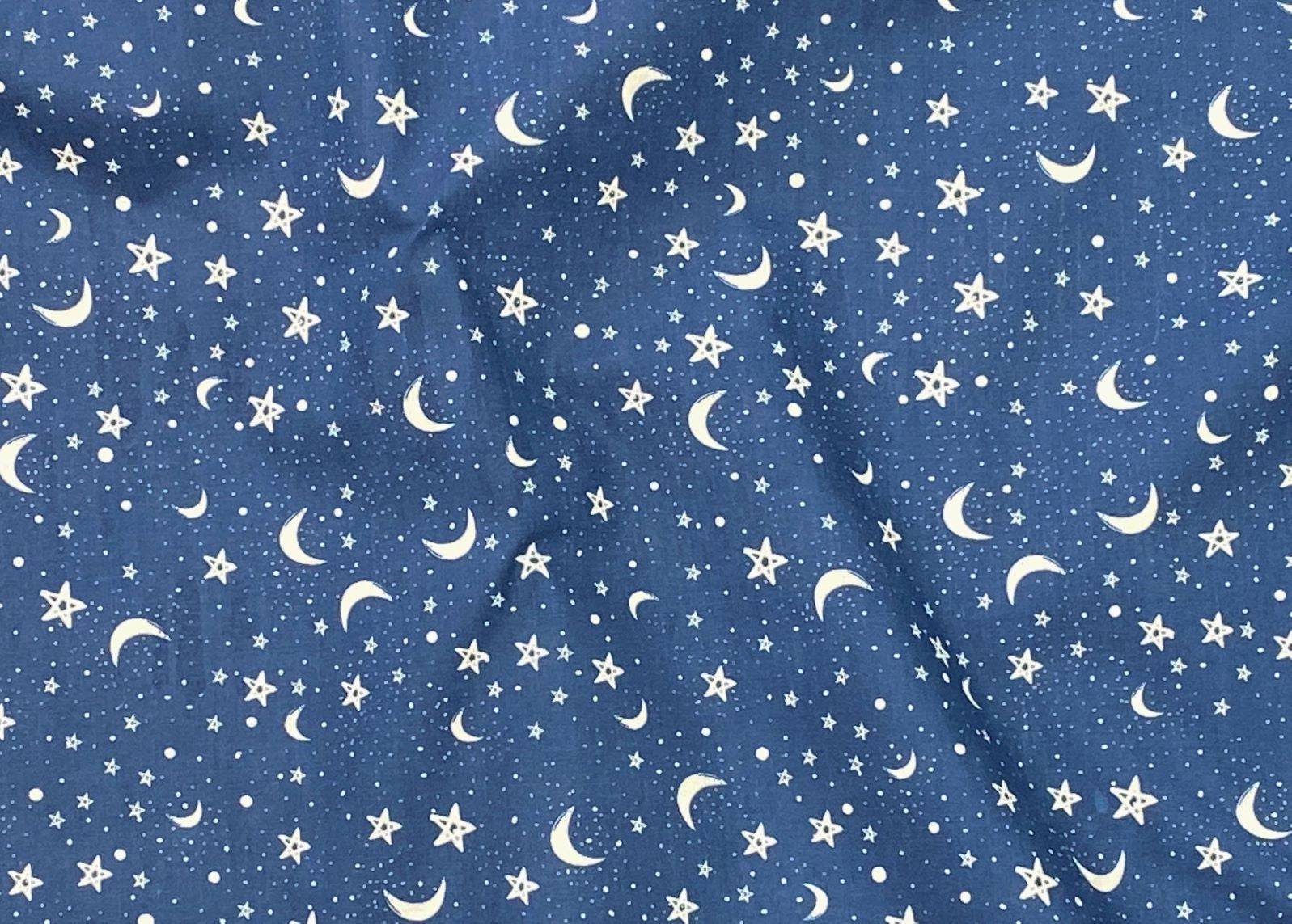 Bedtime Moon & Stars - Poly/Cotton Print