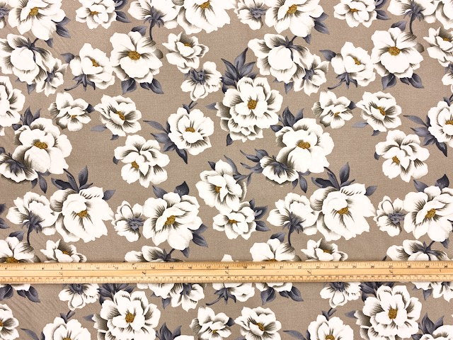 Flowery Beige  - Stretch Cotton - Cheap Fabrics