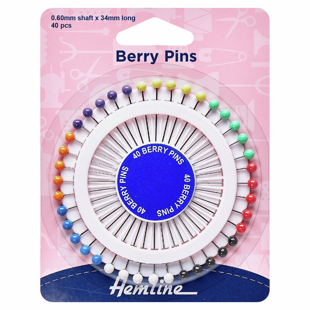 Colourful Berry Pins Wheel - 34mm Nickel (40 Pieces)
