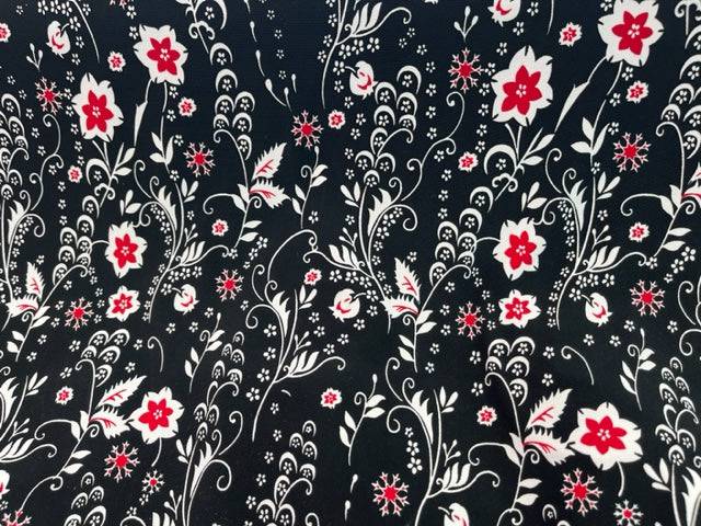 Black Red Floral Printed Jersey - Cheap Fabrics