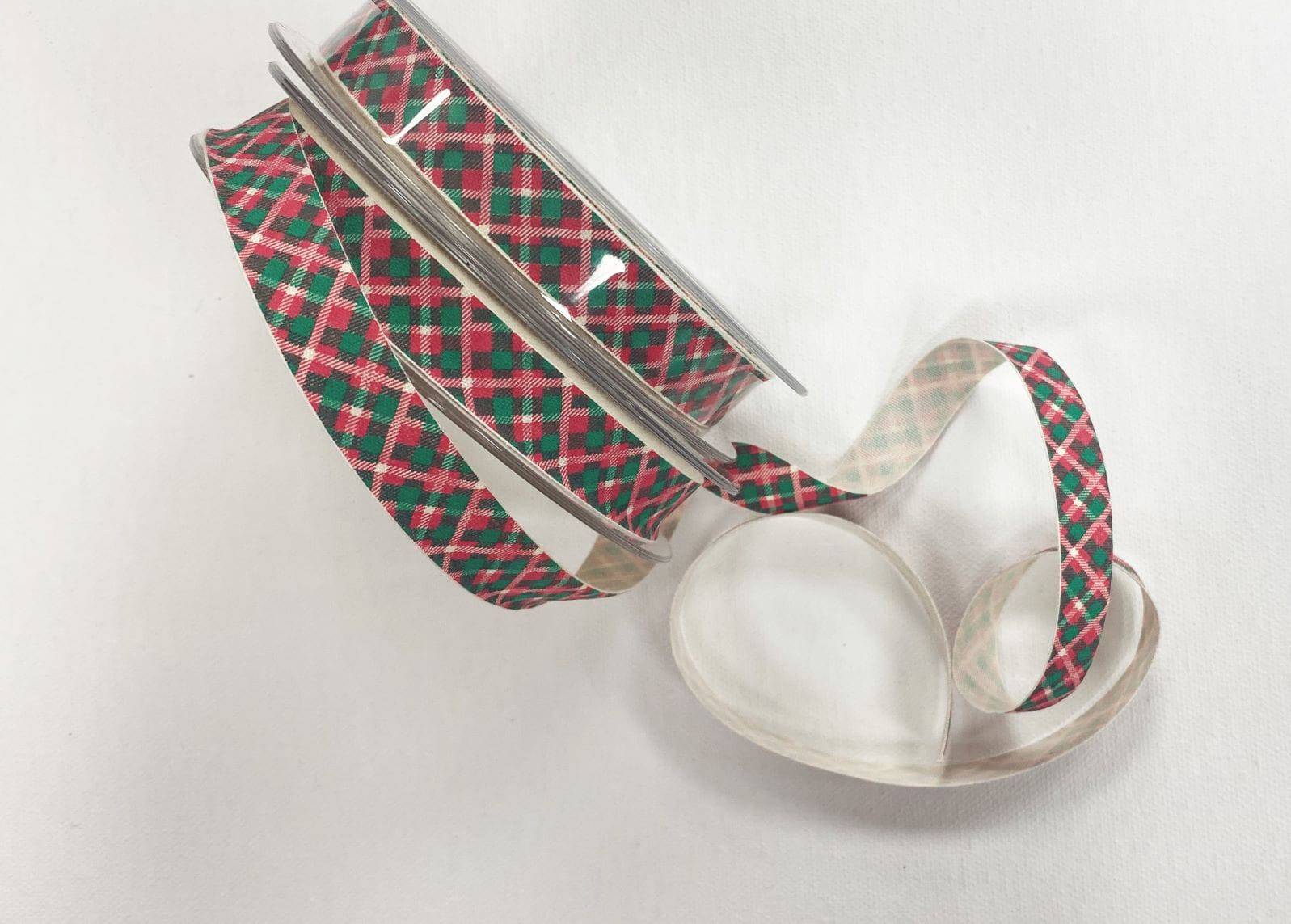 Christmas Festive Ribbon - Tartan / 15mm - Cheap Fabrics
