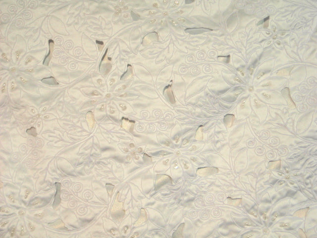 White - Bridal Satin Cutwork Fabric