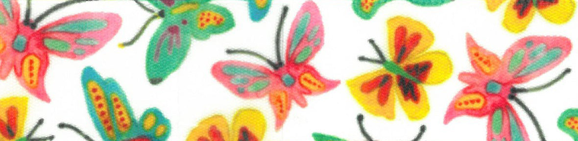 Butterfly Ribbon - White / Multi
