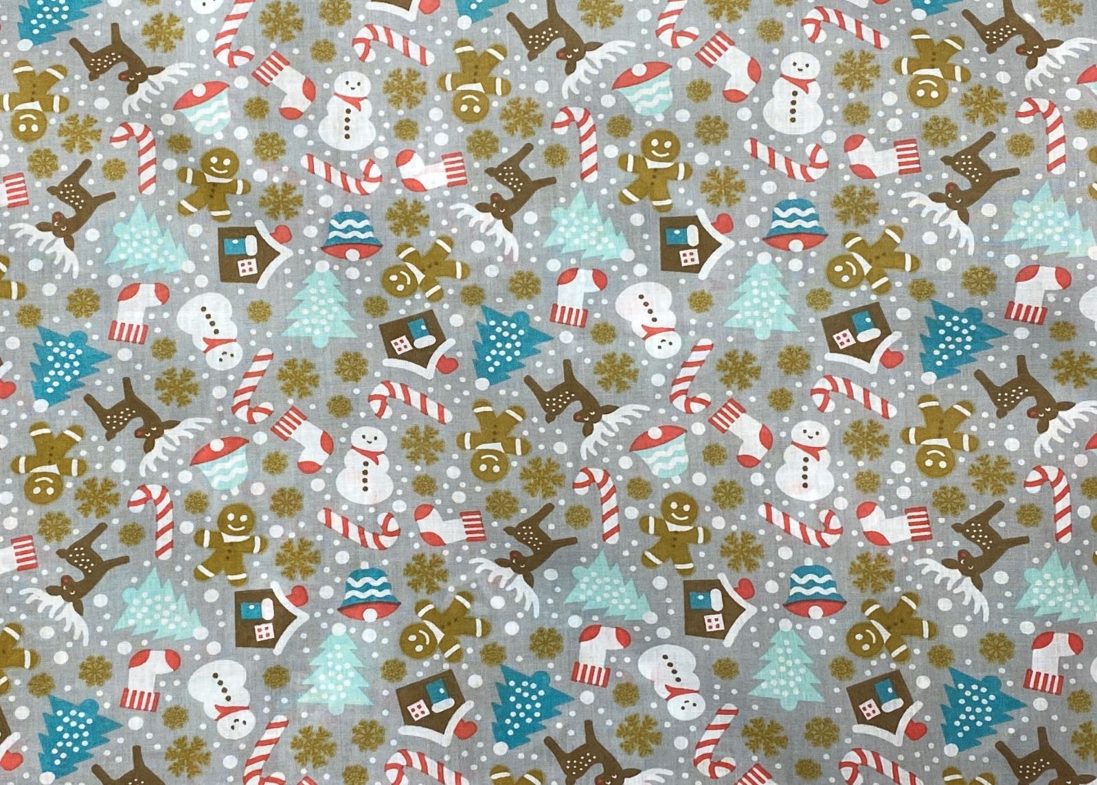 Candy Snowman & Gingerbread Man - Poly/Cotton Print
