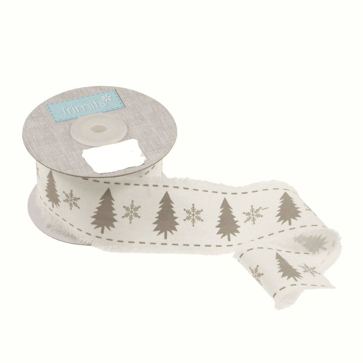 Fray Edge Design Christmas Ribbon -  100% Cotton