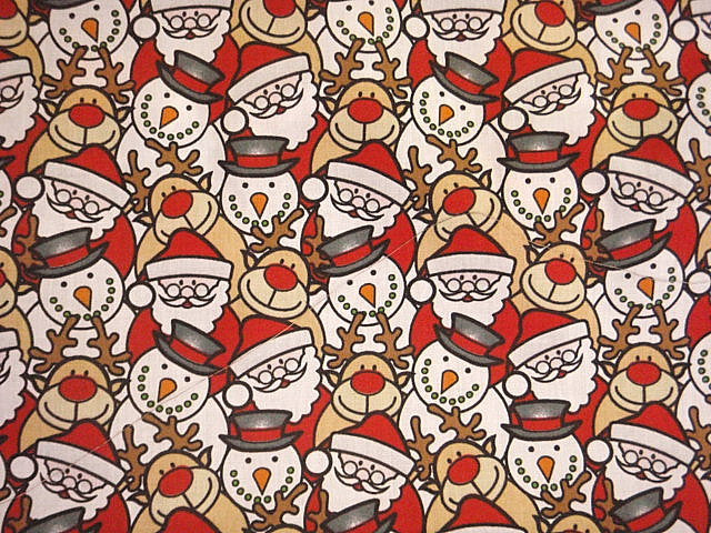 Christmas Festive Santa - Poly/Cotton Print