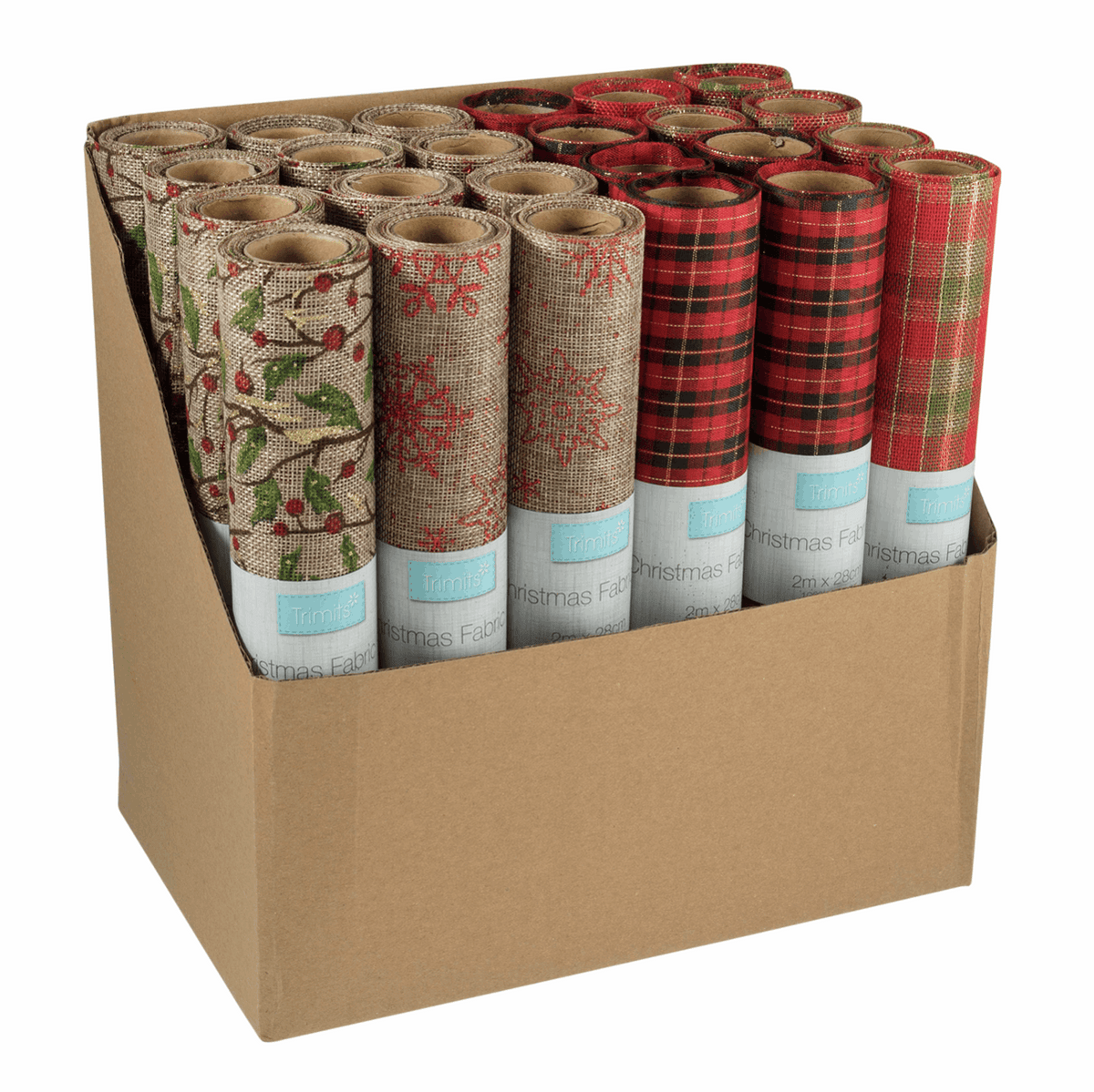 Christmas Fabric Roll 2m x 28cm - Red/Green/Tartan - 4 Designs