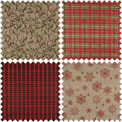 Christmas Fabric Roll 2m x 28cm - Red/Green/Tartan - 4 Designs