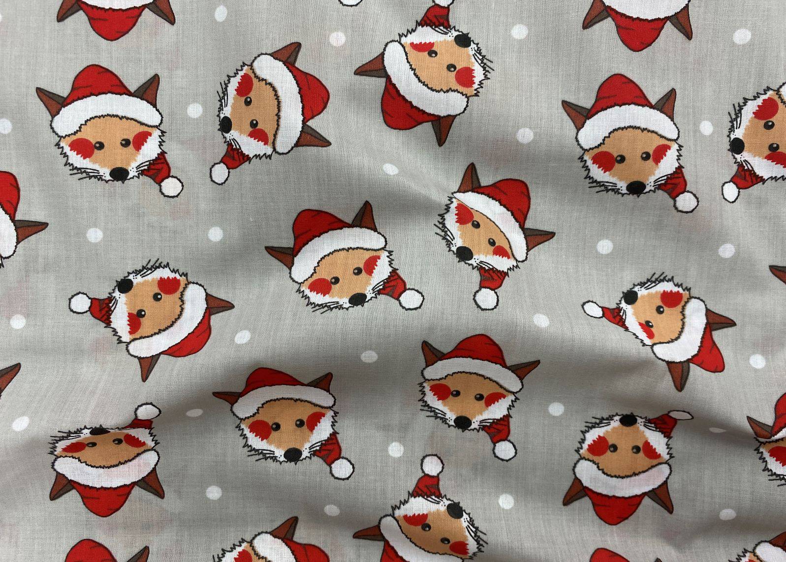 Christmas Fox In A Hat   - Poly/Cotton Print