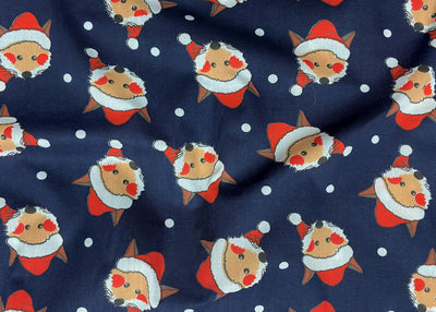 Christmas Fox In A Hat   - Poly/Cotton Print