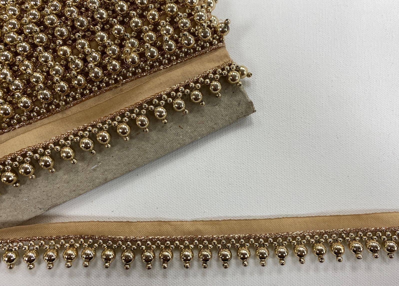 Bobble Beaded Gold Trim 02 - 1.48 REMNANT - Cheap Fabrics