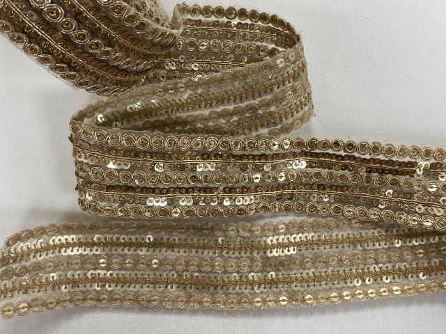 Gold Sheer Organza Sequinned Ribbon - 50mm