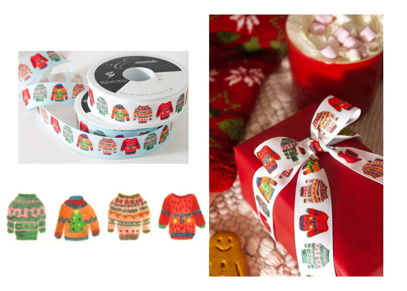 Christmas Jumper Ribbon - 25mm - Cheap Fabrics