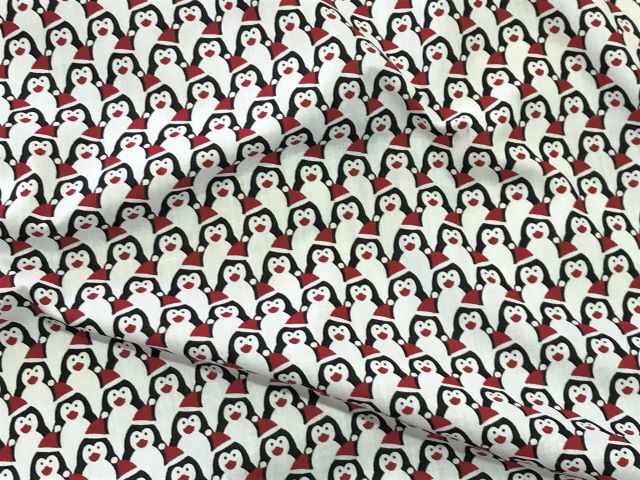 Christmas Penguins Party - Poly/Cotton Print