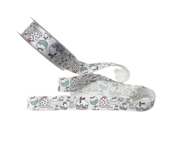 Christmas Puddings - Satin Ribbon - Cheap Fabrics