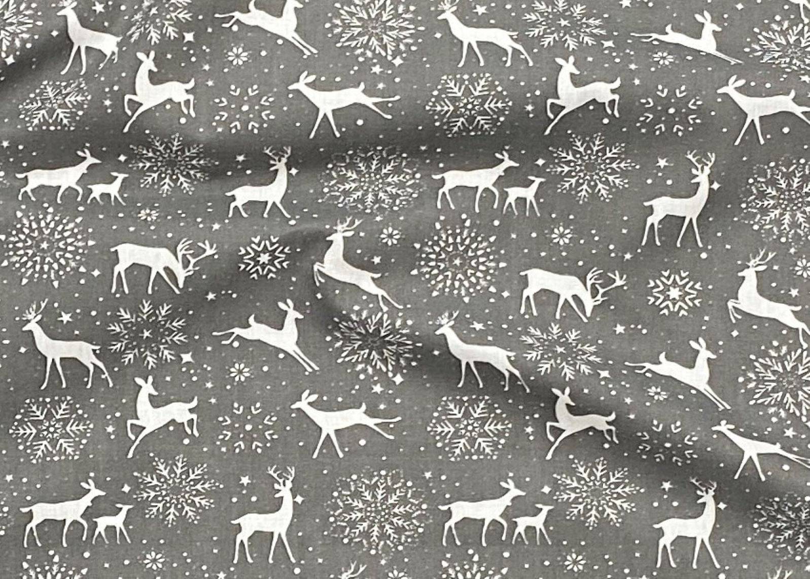 Reindeers Delightful Christmas  - Poly/Cotton Print
