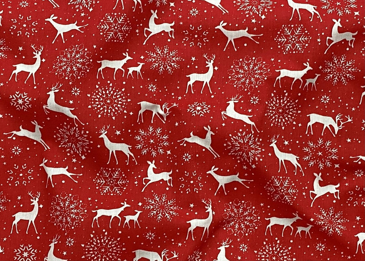 Reindeers Delightful Christmas  - Poly/Cotton Print