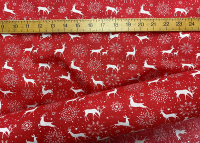 Reindeers Delightful Christmas  - Poly/Cotton Print