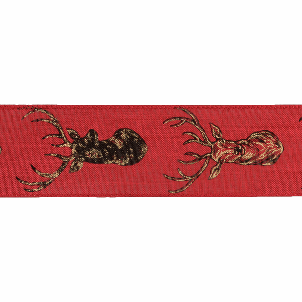 Christmas Wired Edge Ribbon - Tartan Deer