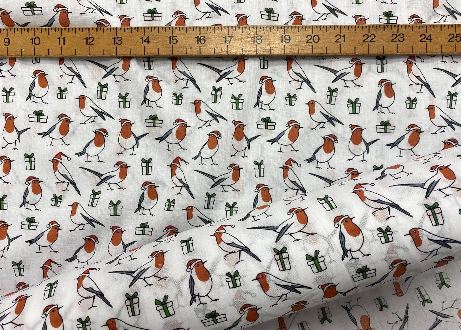 Christmas Robins  - Poly/Cotton Print