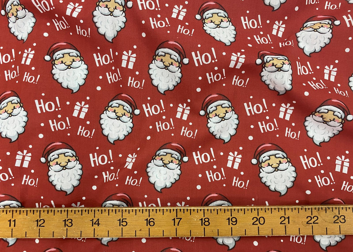 Christmas Santa's Ho-Ho Script - Poly/Cotton Print