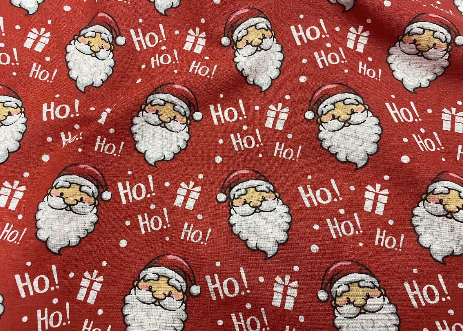 Christmas Santa's Ho-Ho Script - Poly/Cotton Print
