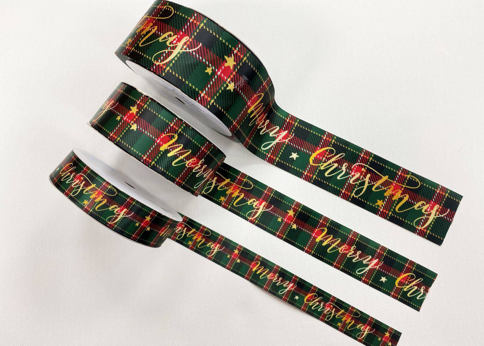 Merry Christmas Satin Ribbon - (4 Sizes) - Cheap Fabrics