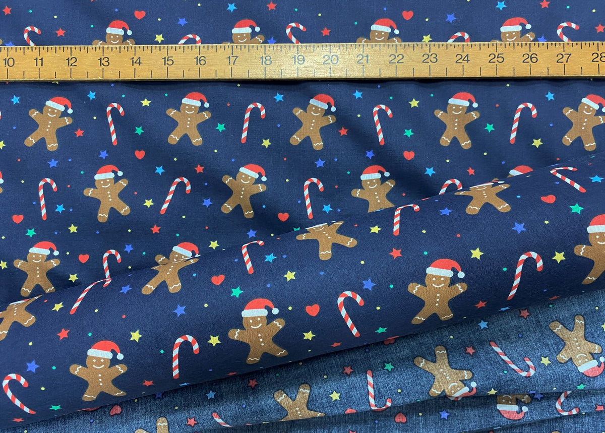 Christmas Starry Gingerbread Man  - Poly/Cotton Print