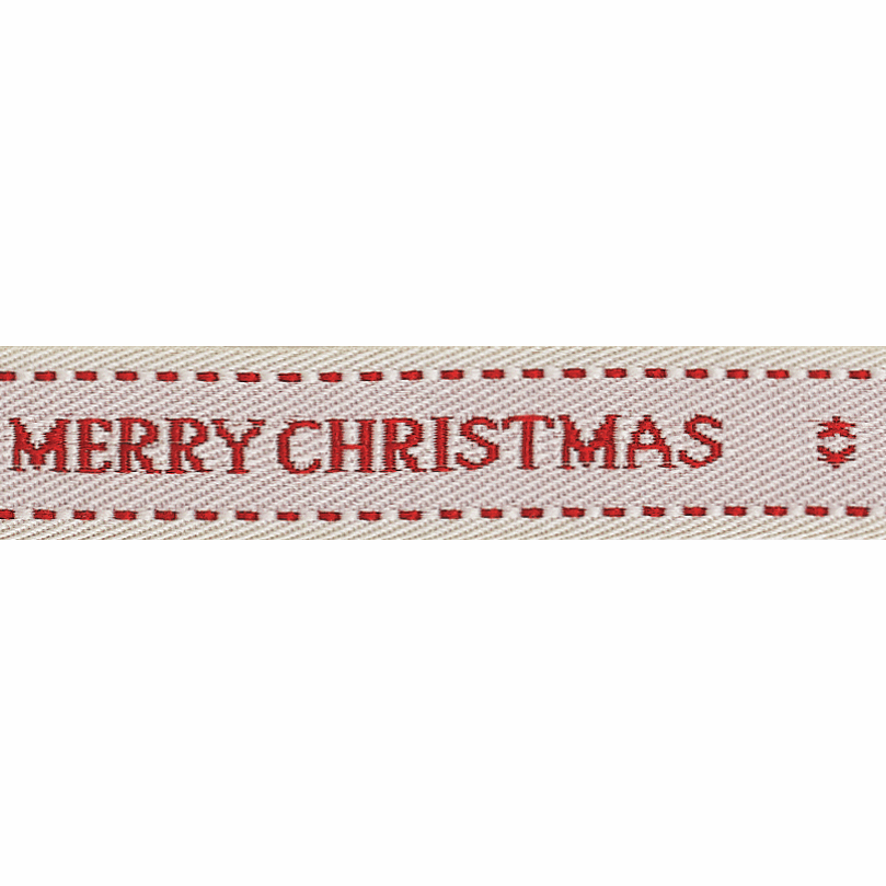 Merry Christmas Wishes Ribbon - Twill Effect