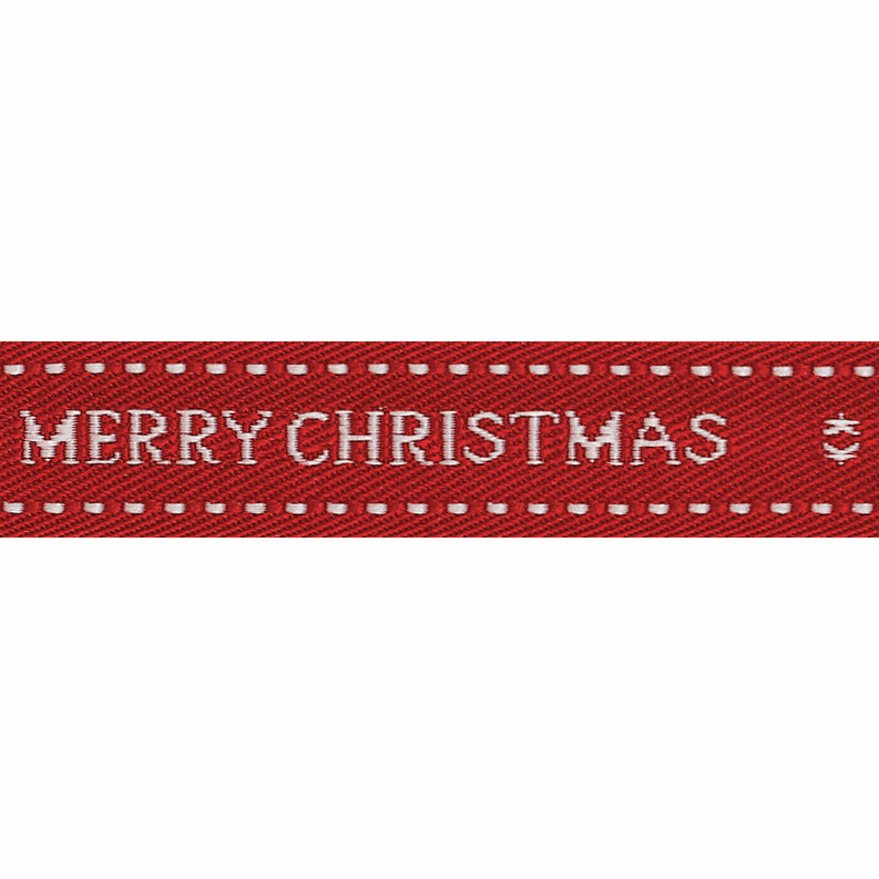 Merry Christmas Wishes Ribbon - Twill Effect - Cheap Fabrics