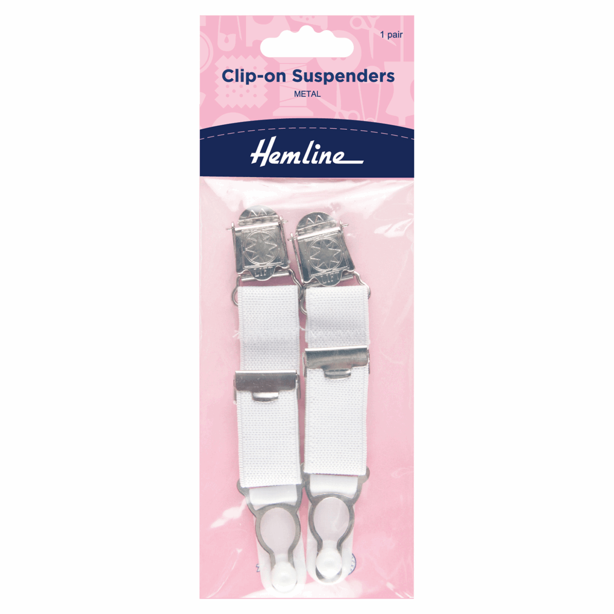 Clip-on Suspenders - White 1 Pair