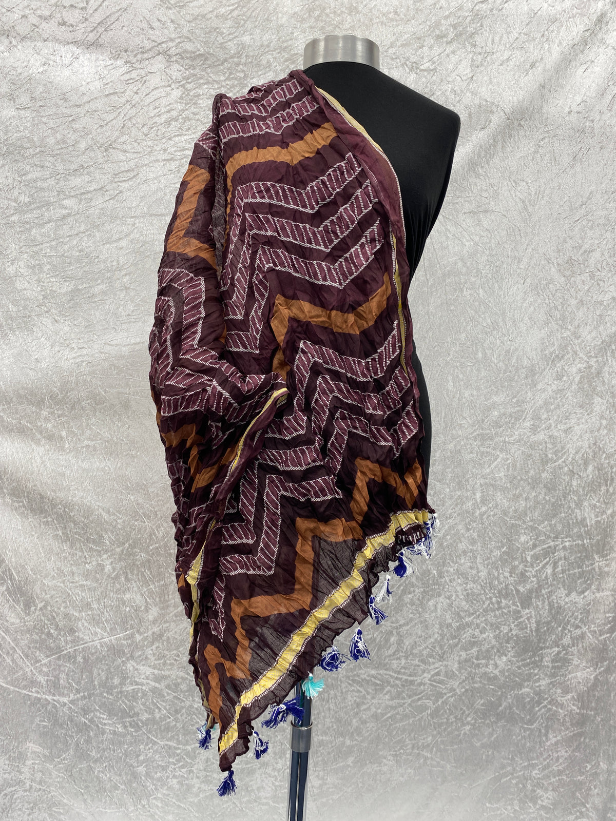 Zigzag Crush- Starched Cotton Mix Blend Ethnic Scarf