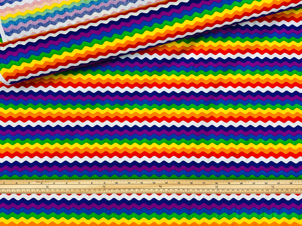 Wavey Rainbow  - Cotton Poplin Patchwork
