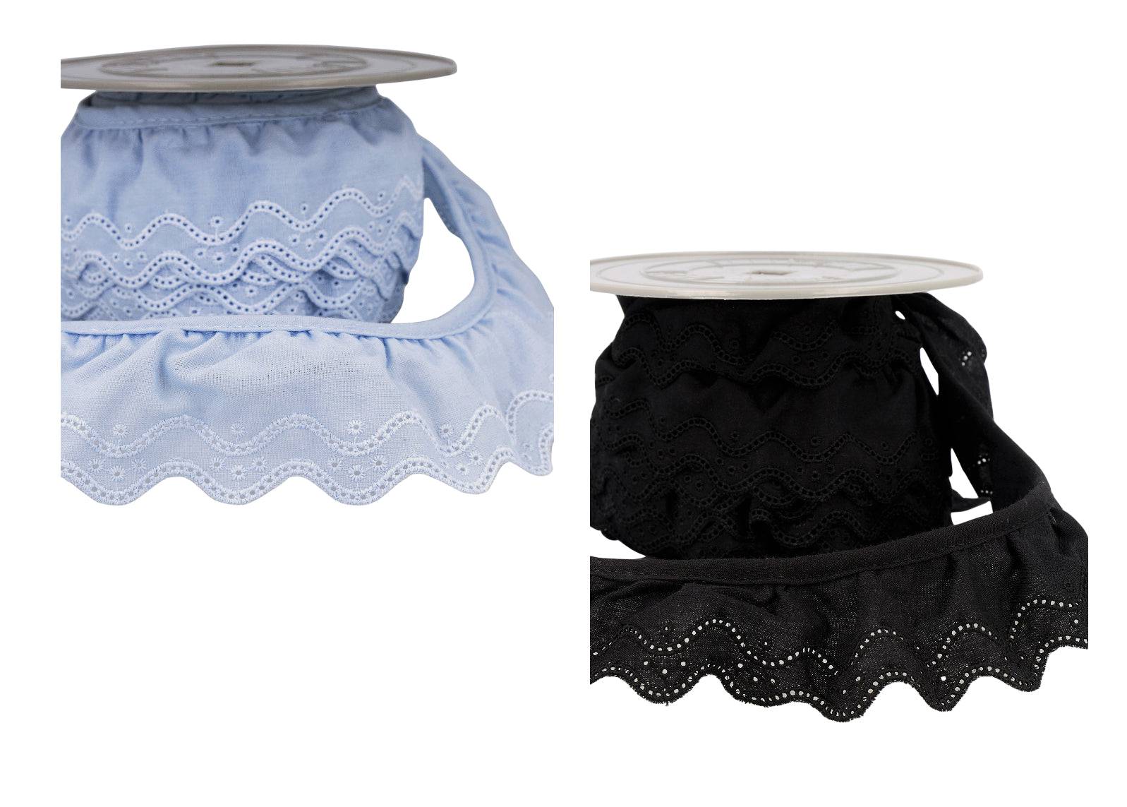 Embroidered Cotton Eyelet Anglais Frill Trim - Cheap Fabrics