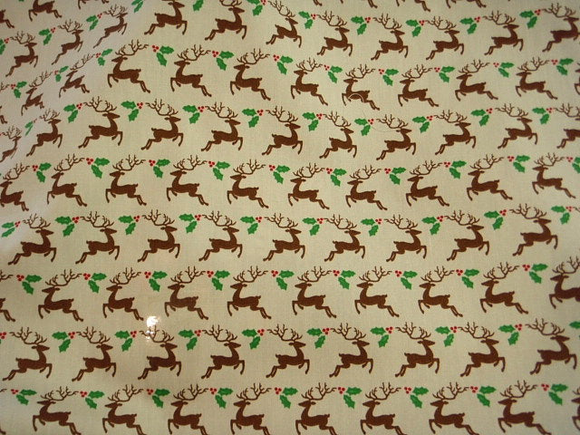 Cream Christmas Reindeer - Cotton Poplin Patchwork