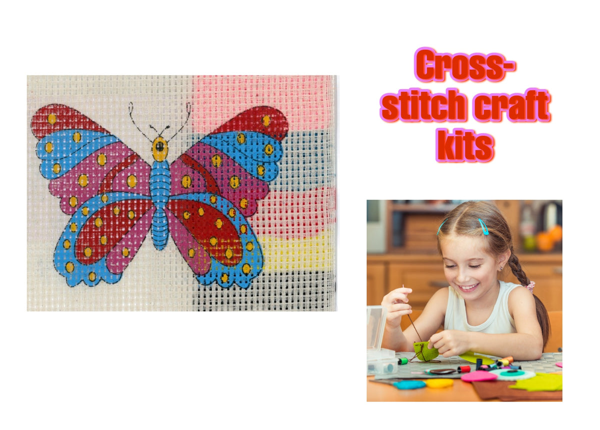Binca Beginners Cross Stitch Kit - Colourful Butterfly