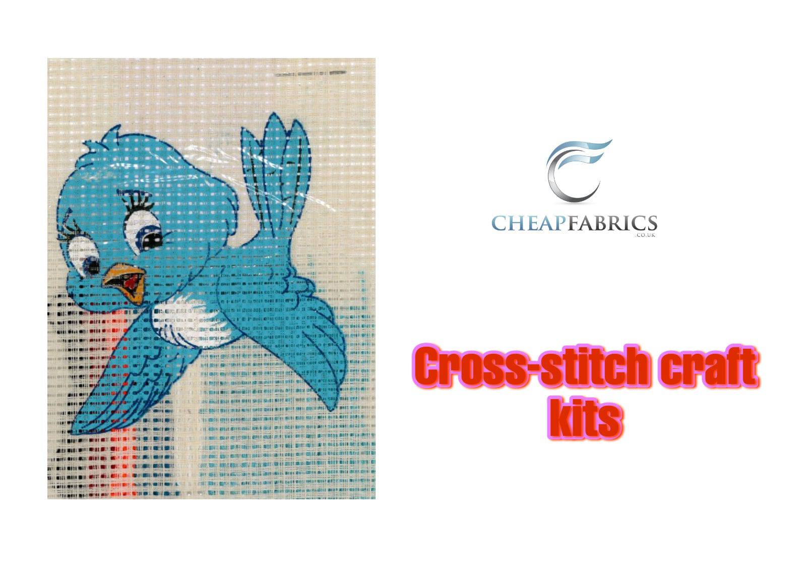 Binca Beginners Cross Stitch Kit - Cute Flying Bird - Cheap Fabrics
