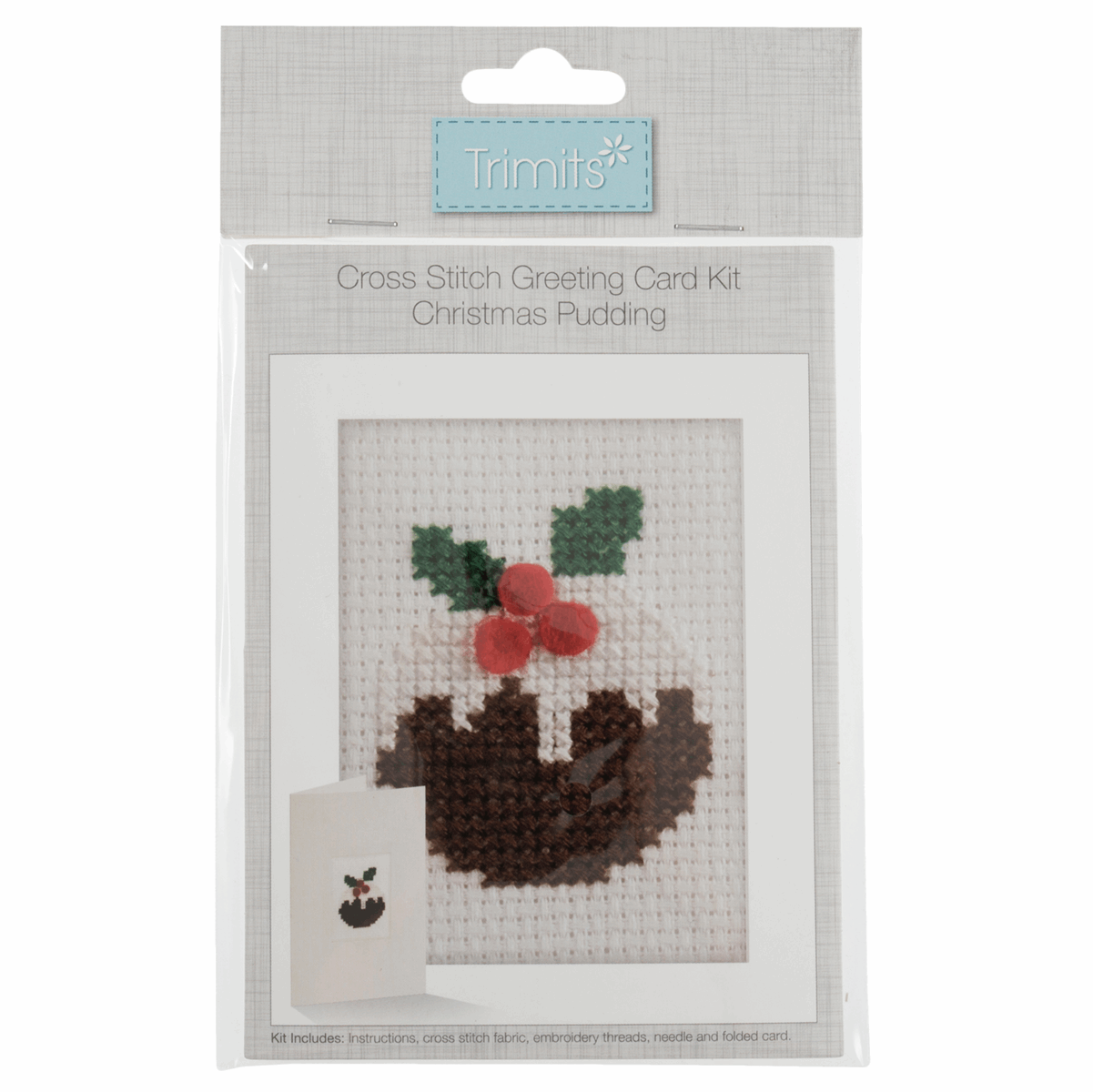 Cross Stitch Card Kit - Christmas Pudding