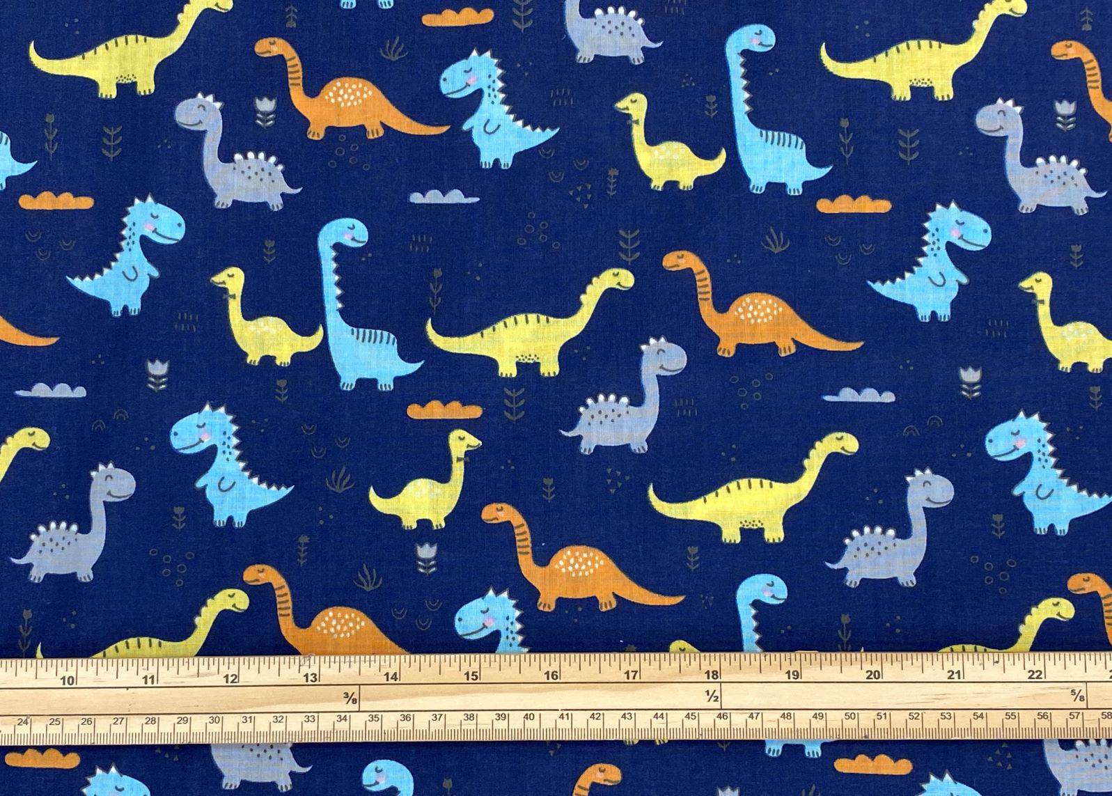 Cute Dinosaurs - Poly/Cotton Print
